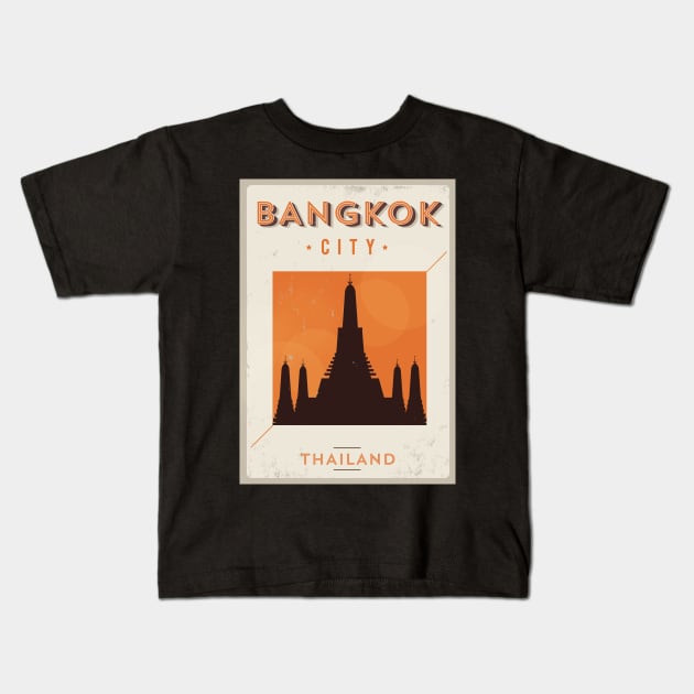 Bangkok Poster Design Kids T-Shirt by kursatunsal